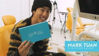 Mark Tuan with Spark Aligners box