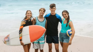 Young people at beach